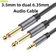 SEVENON 3.5mm To 2 6.35mm Audio Cable, 2 in 1 Y Splitter 3.5mm To 6.35mm Audio Splitter Cable, Adapt