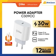 OLIKE C309CC PD 30W Charger Adapter Plus Type C to C Fast Charging Cable