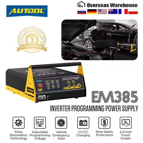 AUTOOL EM385 Inverter Programming Power Supply Charger Starter Adjustable Programming Voltage Vehicl