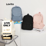 Lovito preppy plain colorblock double shoulder strap multi-pocketed backpacks l41ba05 (white/pink/bl
