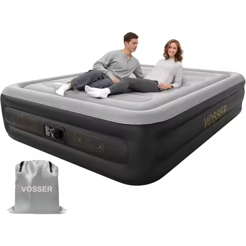 Air Mattress Queen Built in Pump 18'' Inflatable Mattress 2 Mins Self-Inflation/Deflation,Thicker Bl