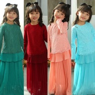 [ 2y - 13y ] Cool Elves Kurung Pleated Skirt Raya 2021 Kids Set | Baju Kurung Raya Budak Perempuan
