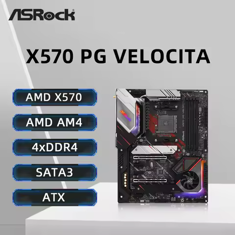ASRock X570 PG VELOCITA Motherboard Support 3600X 5600G 5600X 5700X 5800X3D 5950X CPU DDR4 4400MHz M