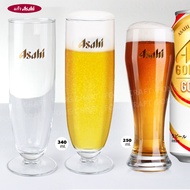 แก้วเบียร์ Asahi logo ทอง ของแท้**อาซาฮี (2 ทรง 2 ขนาด) Sling จุ 340 ml. /Weizen 250 ml.