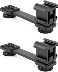 QWORK 3-Triple Cold Shoe Mount Extension Bar Bracket with 1/4 Adapter, Compatible with DJI OSMO Mobile 3/2, OM 4, Zhiyun Smooth 4, Feiyu Vimble 2, for Gimbal Stabilizers with Lock, 2 Pack