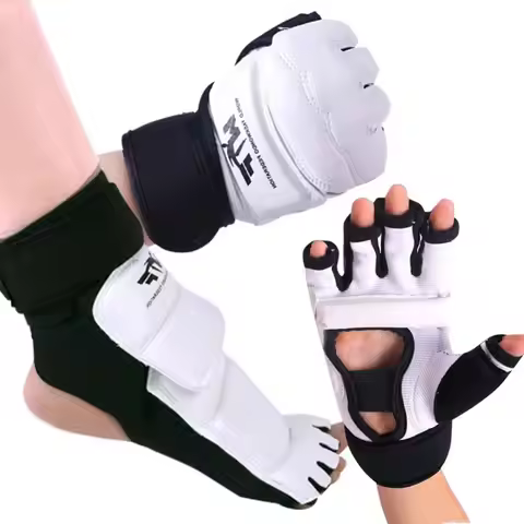 Half Finger Boxing Gloves PU Leather Foot Protector Taekwondo Gloves Karate Muay Thai Training Punch