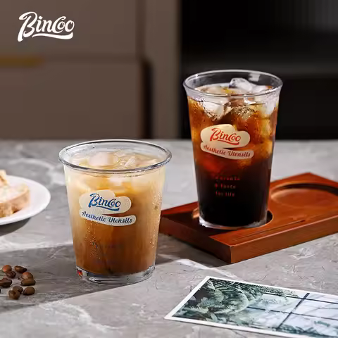 Bincoo 300ml Iced Coffee Glass, Clear Highball Glass Tumbler for Latte, Americano, Cold Brew