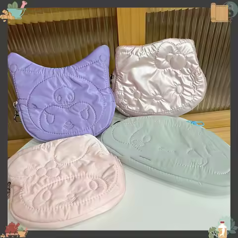 sanrio cute Japanese-style zipper makeup bag kuromi decoration wallet my melody lipstick headphone p