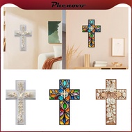 phenovo 2D Flat Pattern Cross Wall Plaque Artwork Lightweight for Bedroom Flat Graphic