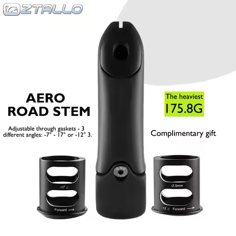 Aero Design Aero Road Stem 100% OneWay Carbon Fiber 31.8mm Clamp 1 1/8" 28.6mm -12°/-17°/-7° Shim 6N