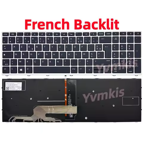 AZERTY French Backlit Keyboard for HP Probook 450 G5 455 G5 470 G5 650 G4 650 G5 Black framed