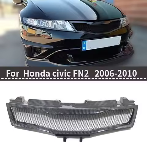 For Honda Civic FN FK FN2 TYPE R 2006 2007 - 2012 Real Carbon Fiber & Glass Fiber (Unpaited) Front G