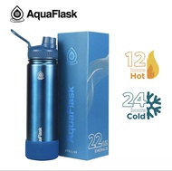 AQUAFLASK 22 oz Wide Mouth W/ Flip cap/ Spout Lid/ Flexible Cap (Stellar Collection with Silicone Bo