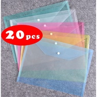 20pcs A4 Transparent File Folder Clear Paper File Folder 5 colors