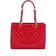 Chanel Red Patent Quilted GST XL Grand Shopping Tote Silver Hardware, 2009-2010