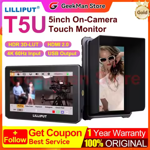 LILLIPUT T5U HD 5 Inch 4K Monitor Touch Screen HDMI- On-Camera Director External Output to USB for L