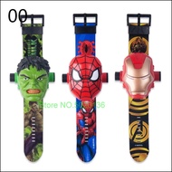 [Bro Mart]Children Watch 3D Projection Hulk Cartoon Superheroes Spiderman Iron Man Digital Watches Kids Watch Toy