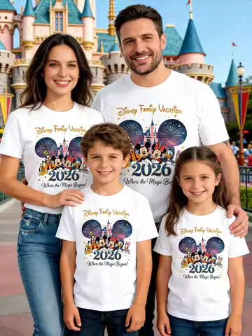 Family Vacation 2026 T-Shirt Magic Castle Cartoon Mouse Matching Family Tees Where The Magic Begins 