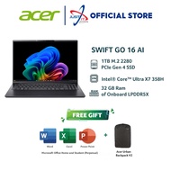 ACER SWIFT GO 16 AI SFG16-I71-75TW 16" LAPTOP ( CUX7-385H 32GD5X 1TBSSD / W11H / OFFICE OPI )