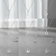 Unisex A–Z Silver Initial Necklace, Stainless Steel Non-Tarnish Chain Necklace for Daily Wear and Gi