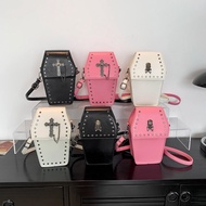 Unique Trendy Cross Skull Decoration Dark Gothic Style Chain Rivet Shoulder Bag Sweet Cool Hot Girl 