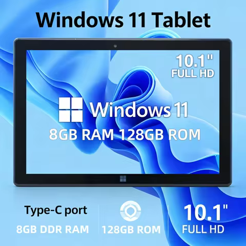 New Type-C 10.1" Windows 11 Tablet PC 4GB DDR RAM 64GB ROM 64bit Intel Atom N3350 Quad Core Dual Cam