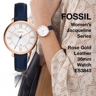 ( Real Photo) Original Fossil Womens Jacqueline White Dial Navy BlueLeather Strap WATCH Jam Tangan W