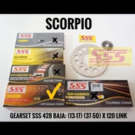 GEARSET SSS SCORPIO 428 RANTAI SSS HMX GOLD GIRSET GIR SET GEAR SET -nanas shop9