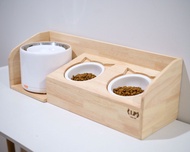 LP1 โต๊ะอาหารสัตว์เลี้ยง พร้อมถ้วยเซรามิก วางน้ำพุ เครื่องอัตโนมัติ ได้ทุกรุ่นเช่น Petkit URPET สำหร