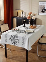 1片刺繡桌布,3d圖案,現代風格的聚酯纖維織物,防污耐洗,適用於家庭餐廳客廳廚房裝飾