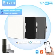 BSEED Wifi Light Switches 1/2/3Gang 1Way Smart Wall Switches Tuya APP Alexa Neutral Automatic Reboun