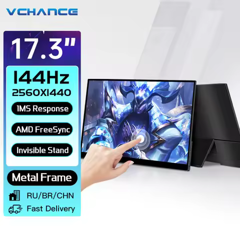 17.3 Inch 2K 144Hz Portable Monitor 2560x1440p Touchscreen 1ms 144 Hz High Refresh Rate Freesync Rip