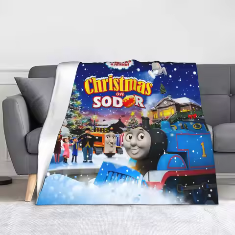 Super Soft Thomas and Friends Throw Blanket Premium Flannel Fleece Lightweight Bed Blanket Cozy Warm