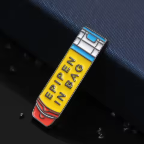 Hot INHALER IN BAG Enamel Pins EPIPEN IN BAG Allergy Hard Lapel Pin I Carry An Epipen Button Brooche