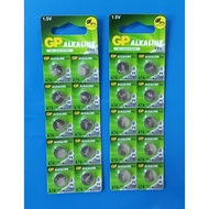 10 PIECES GP ALKALINE LR44 1.5V BATTERIES ( FOC 2aa BATTERY