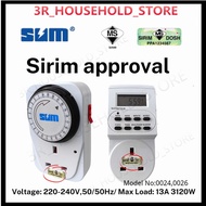 SUM 24 Hours Digital Timer / Analog Timer 3 Pin Plug w/SIRIM Approved