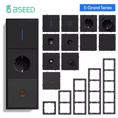BSEED 1/2Gang Wall Light Switch USB Type-C Socket Module Part Internet TV Telephone Socket Part Plas