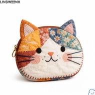 LINDW99NX Coin Purse, Zipper Design Cat Makeup Bag, Waterproof Patchwork Storage  Home Travel