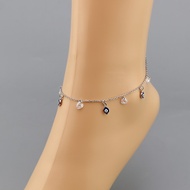 Evil Eye anklet  925 jewelry Silver heart Shape CZ  Evil Eye สร้อยข้อเท้า เครื่องประดับ 925 รูปหัวใจ
