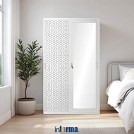 Informa New Hexa Lemari Pakaian Pintu Geser - Putih Wardrobe Storage Kabinet Tempat Simpan Baju Lema