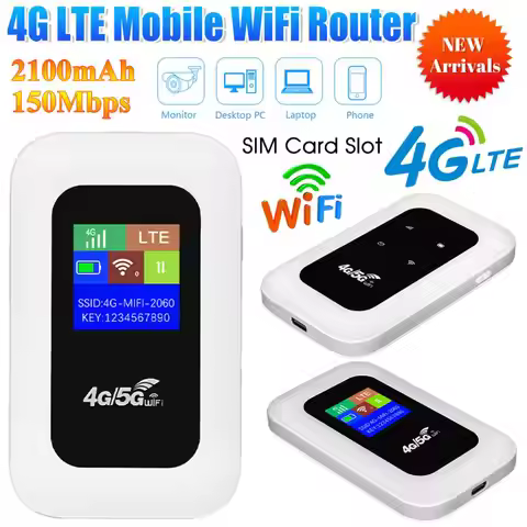 4G LTE Mini Hotspot Wifi Modem with SIM Card Slot Type-C 2100mAh 150Mbps Wireless Wifi Hotspot for H