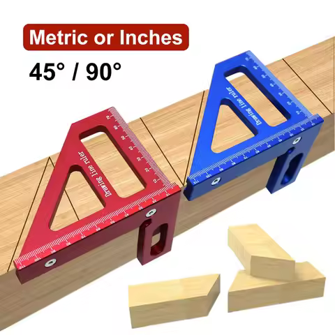 Carpenter Square Woodworking Square Protractor Aluminum Miter Triangle Ruler 3D Multi Angle 45 90 De