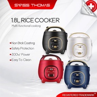 SwissThomas 1.8L Electric Rice Cooker Non Stick Aluminium Inner Pot with Steamer Pengukus Periuk Nas