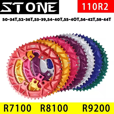 110bcd Colorful Round Double Chainring for 105 R7100 UT R8100 DA R9200 Di2 Road Bike 5844 5642 5540 