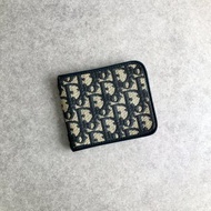 Christian Dior Trotter 經典老花緹花皮革二折錢包 海軍藍