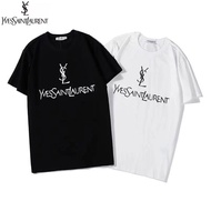 HOT_YSL Spring New Classic Short Women's Couple's T-shirt Simple And Versatile Casual Casual Loose Round Neck Short-sleeved Men's T-shirt