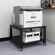 PUNCIA 2-Level Printer Table with Wheels 50 x 50 x 30 cm Mobile Printer Stand Printer Trolley Storag