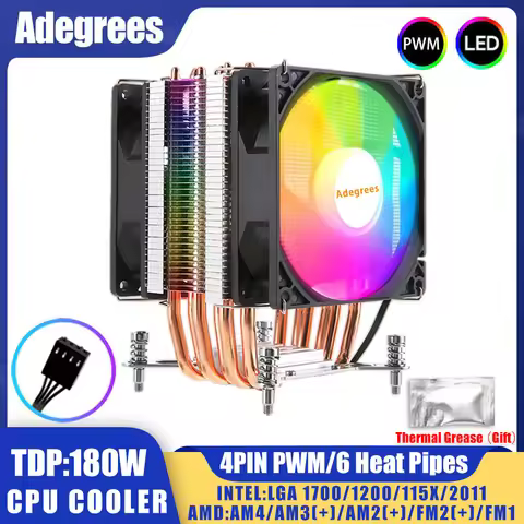 X99 CPU Processor Cooler 4PIN Quiet Ventilador 6 Heat Pipes 2011 1700 CPU Cooling Fan for Intel LGA 