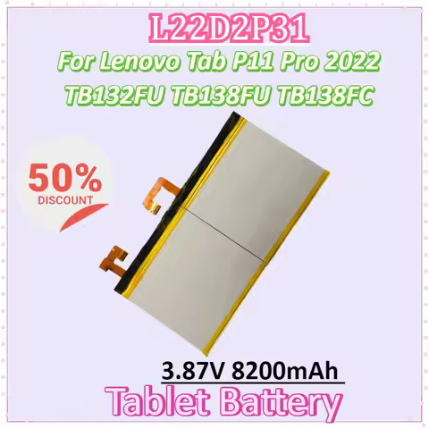 New L22D2P31 Capacity 3.87V 8200mAh Laptop Battery for Lenovo Tab P11 Pro 2022 TB132FU TB138FU TB138