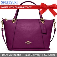 Coach Handbag In Gift Box Crossbody Bag Kacey Leather Satchel Dark Magenta Purple # C6229